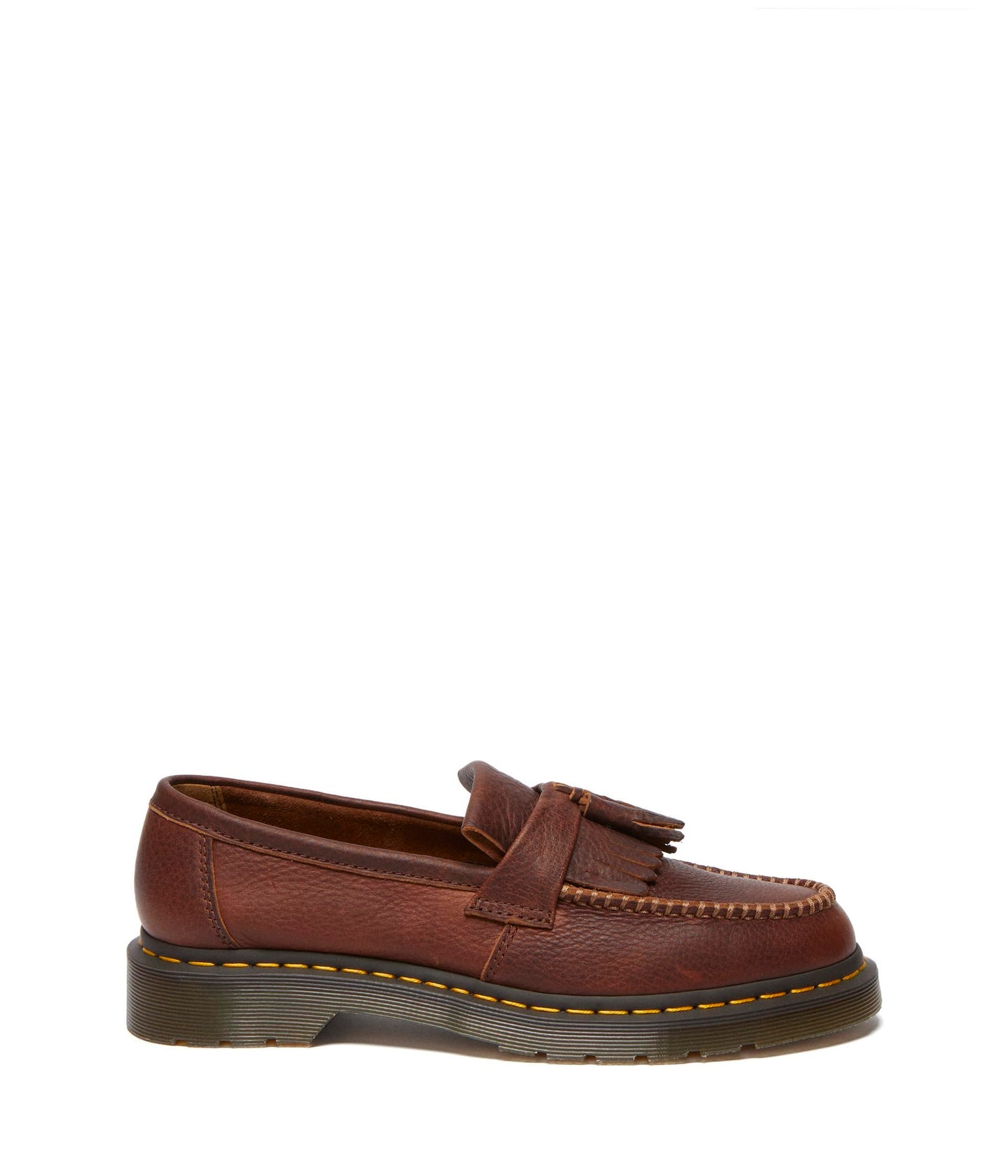 Dr. Martens, Unisex, Adrian Yellow Stitch Leather Loafers, Cashew, Mens 5, Womens 6, Medium