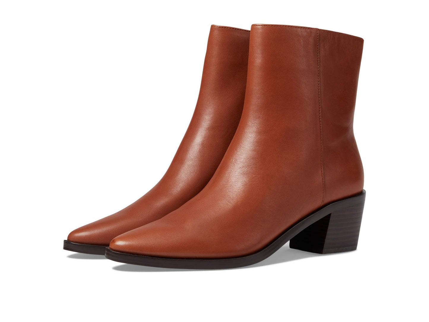 Madewell The Everten Ankle Boots for Women in Leather - Soft Lining - Padded Leather Footbed - Stacked Heel Warm Cinnamon 8 M