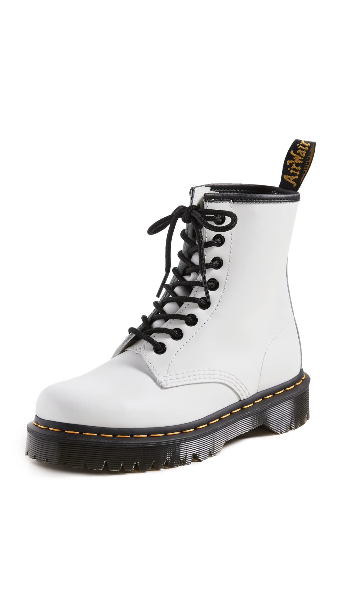 Dr. Martens Unisex 1460 Bex Smooth Leather Platform Boots, White, 14 US Women/13 US Men