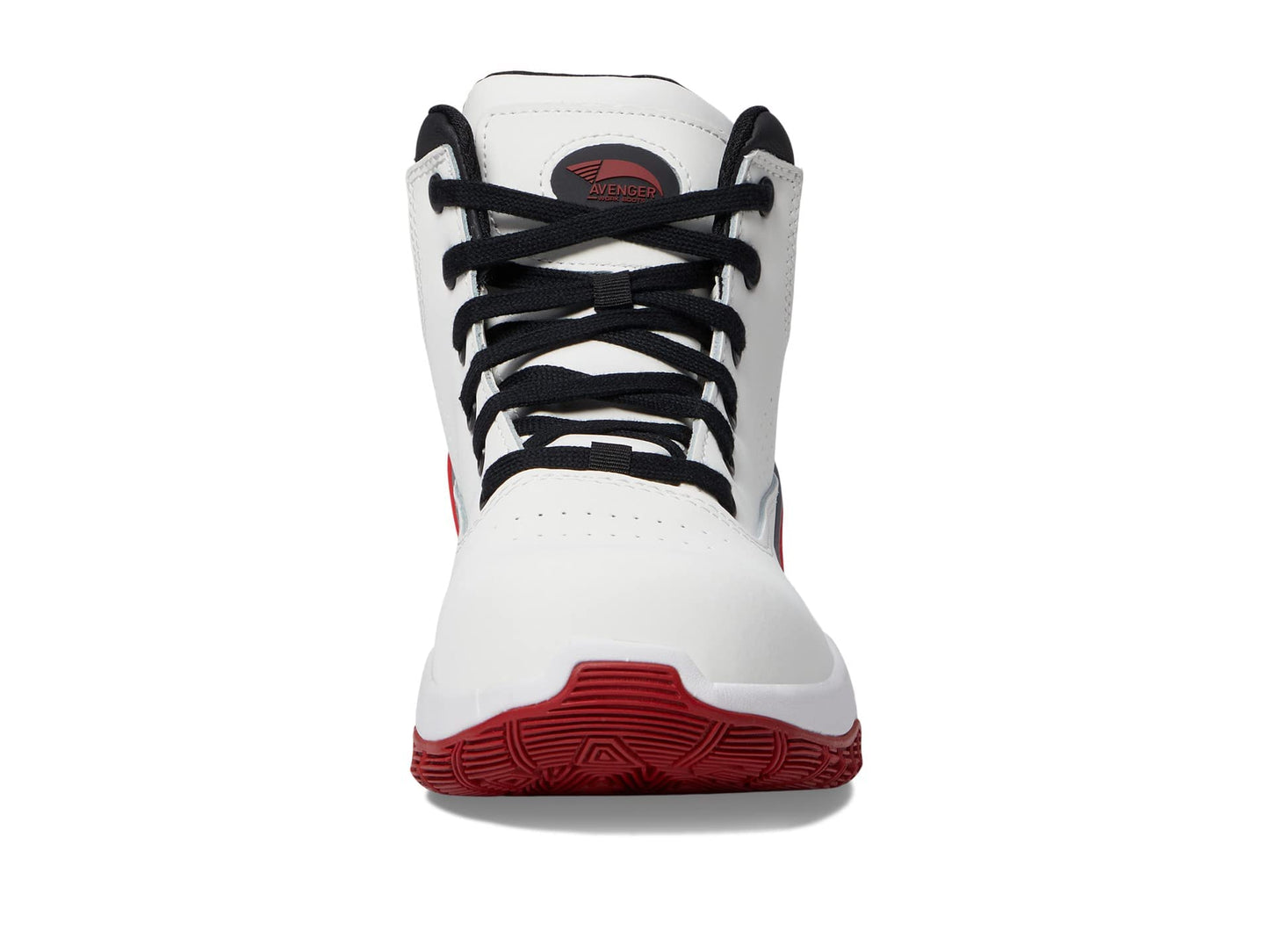 Avenger Work Boots Reaction Mid – Shoes for Men – Nubuck Upper – Breathable Mesh Lining – Round Toe Mid White/Red 9.5 D - Medium