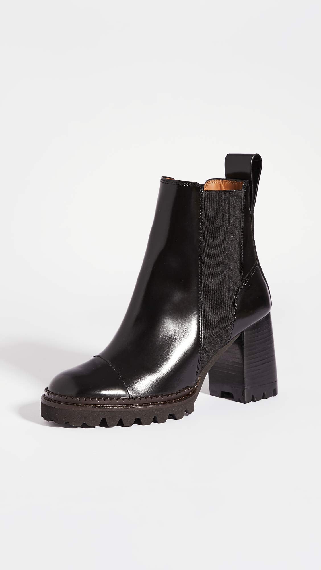 SEE BY Chloé Women's Mallory Lug Sole Boots, Nero, Black, 8.5 Medium US