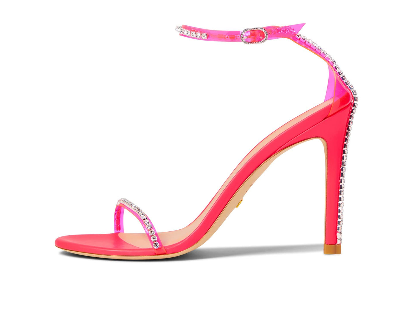 Stuart Weitzman Nudistglam 100 Sandal Neon Pink/Neon Pink/Clear 8.5 B