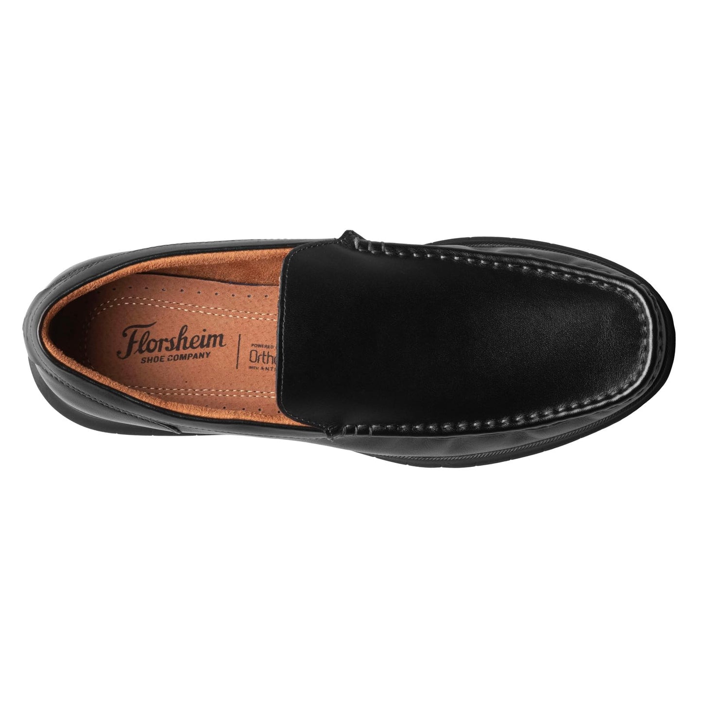 Florsheim Montigo Moc Toe Venetian Loafer Black Smooth Leather/Black Sole 8.5 M (D)
