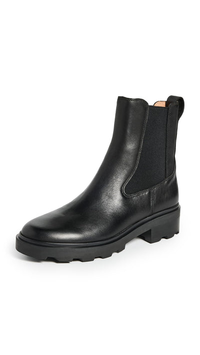 Madewell Women's The Wyckoff Chelsea Lugsole Boot in Leather, True Black, 10 Medium US