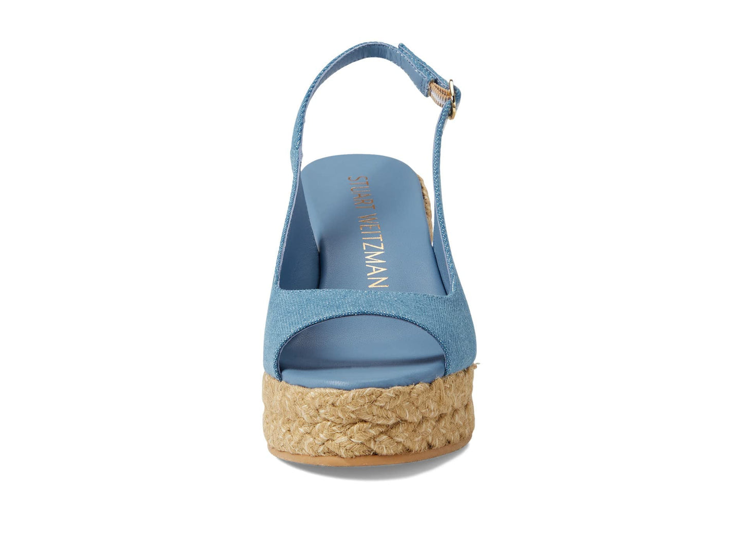 Stuart Weitzman Island Peep-Toe Espadrille Wedge Washed/Natural 5.5 B