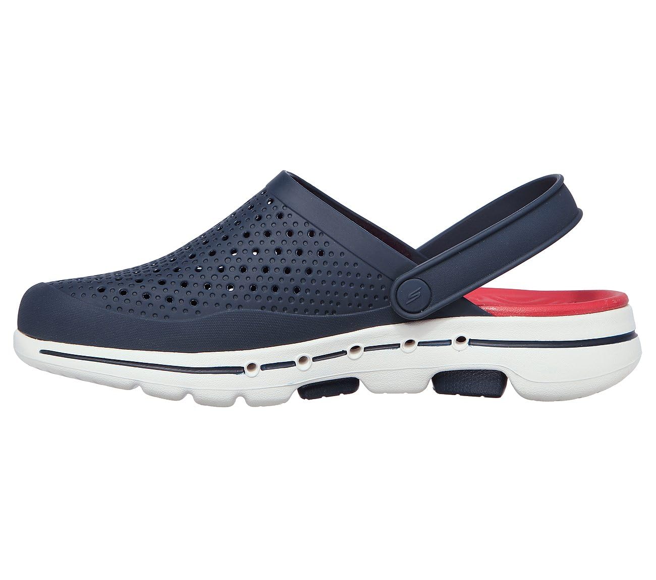 Skechers Men's Foamies Gowalk 5-Astonished Clog, Navy/Red, 10