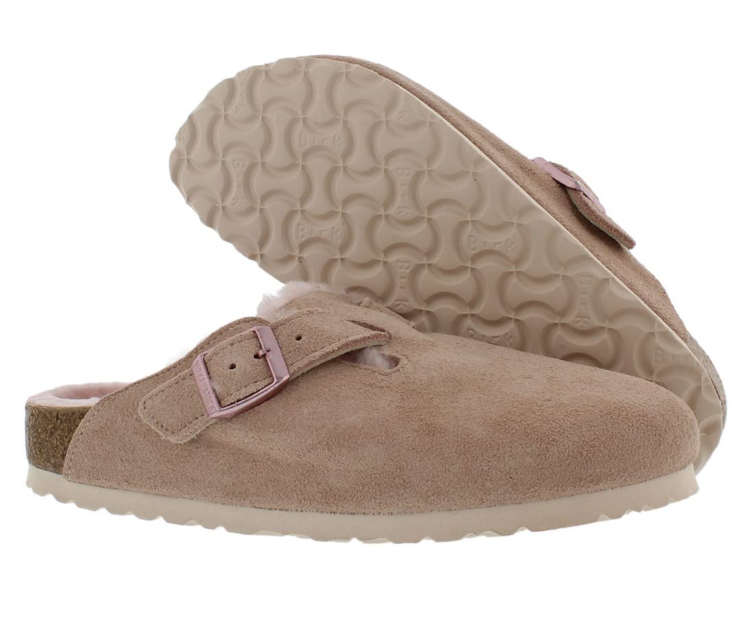 Birkenstock Boston VL/Shearling Narrow Unisex Shoes Size 7, Color: Light Rose