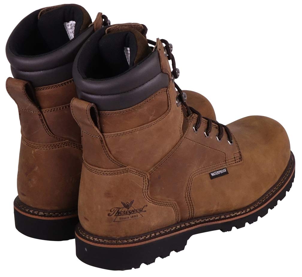 Thorogood V-Series 8” Waterproof Insulated Composite Toe Work Boots for Men - Premium Leather with 3M Thinsulate, Comfort Insole, and Chevron Traction Outsole; ASTM Rated, Brown Crazyhorse - 12 M US