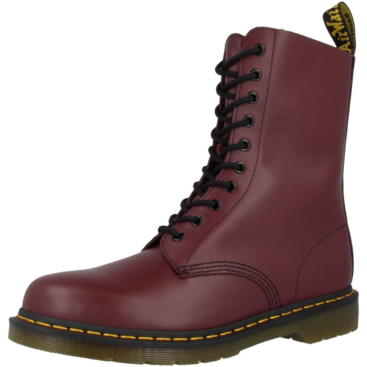 Dr. Martens, 1490 10-Eye Leather Boot Cherry Red Smooth, 5 Women/4 Men