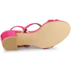 Allegra K Women's Strappy Slingback Chunky Heels Hot Pink Sandals 8 M US