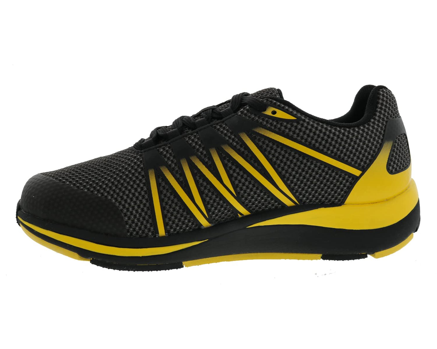 Drew Player Mens Slip Resistant Athletic Shoe, Black/Yellow Combo,11 Wide (2E)