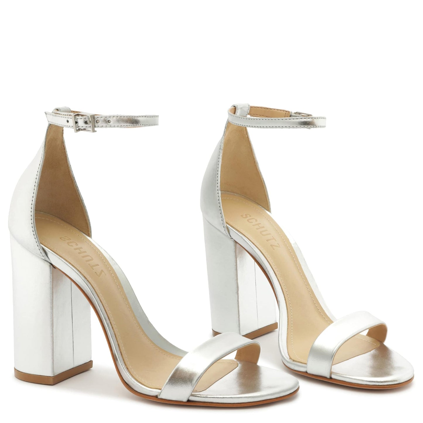 Schutz Women's Cadey Lee Block Prata 8.5 Medium