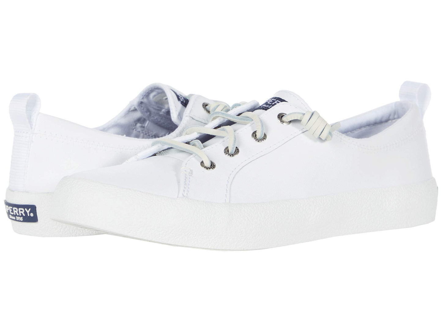 Sperry Womens Crest Vibe AP Leather Low Top Lace Up Fashion, White, Size 11.0