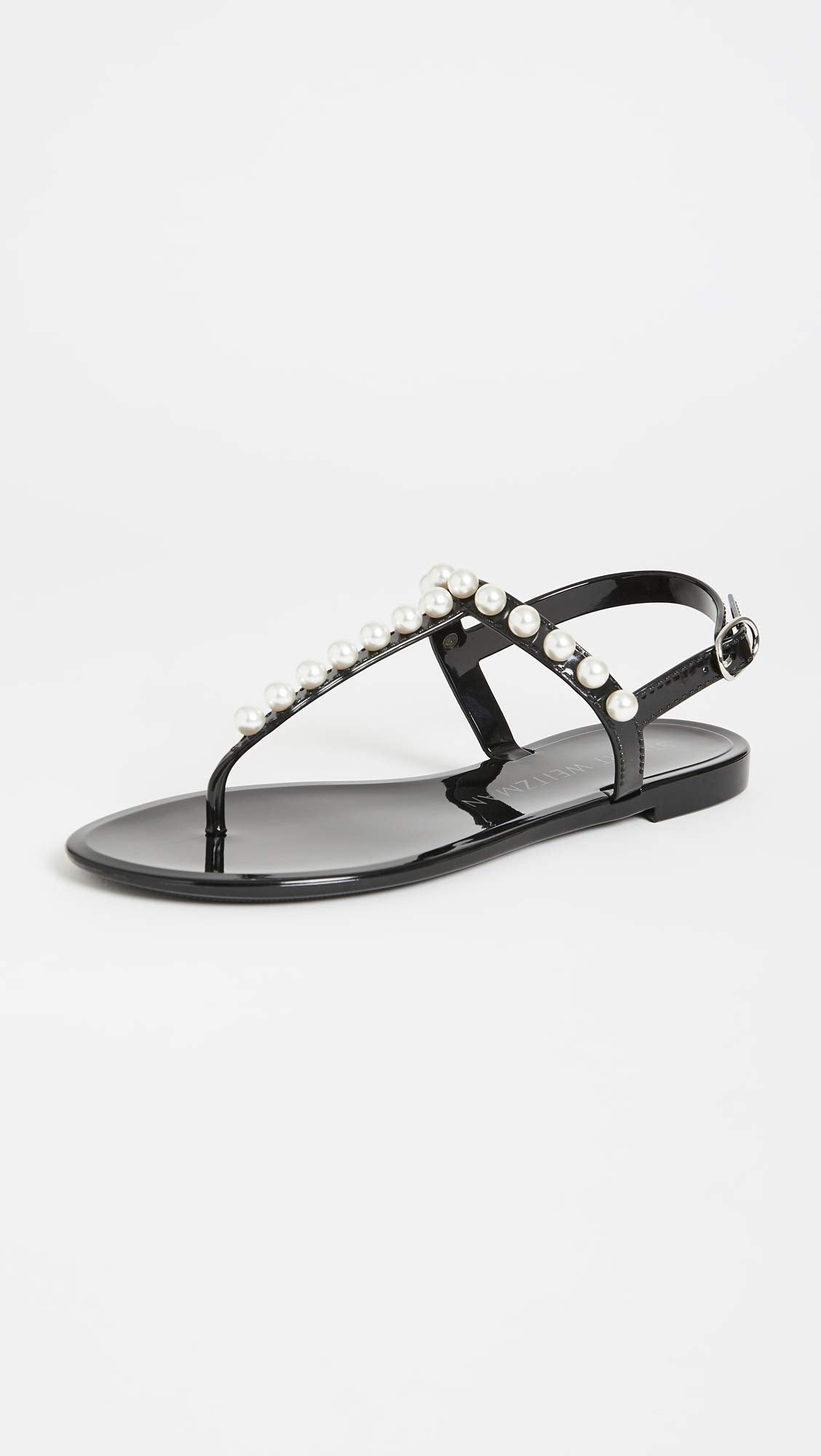 Stuart Weitzman Women's Goldie Jelly Sandals, Black, 5 Medium US