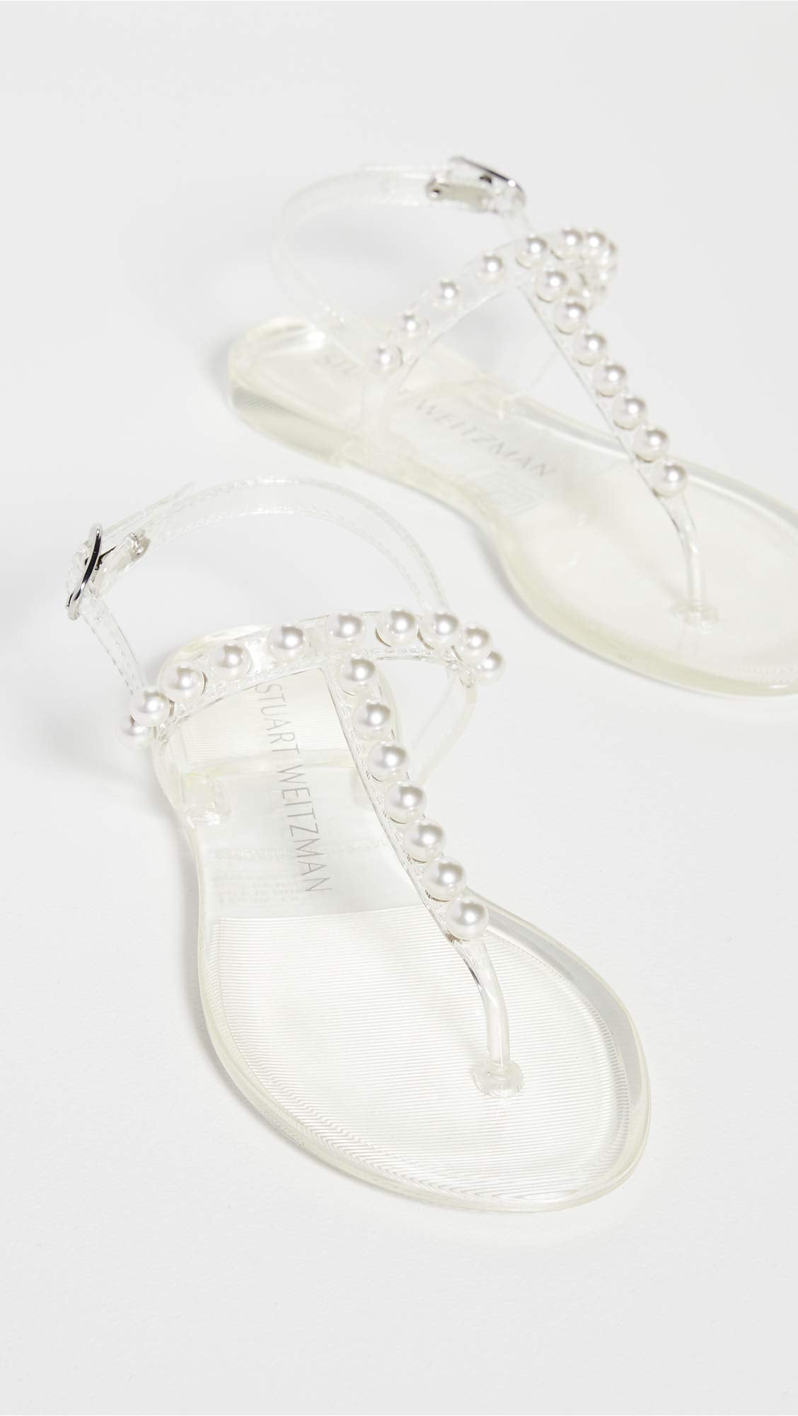 Stuart Weitzman Women's Goldie Jelly Sandals, Clear, 10 Medium US