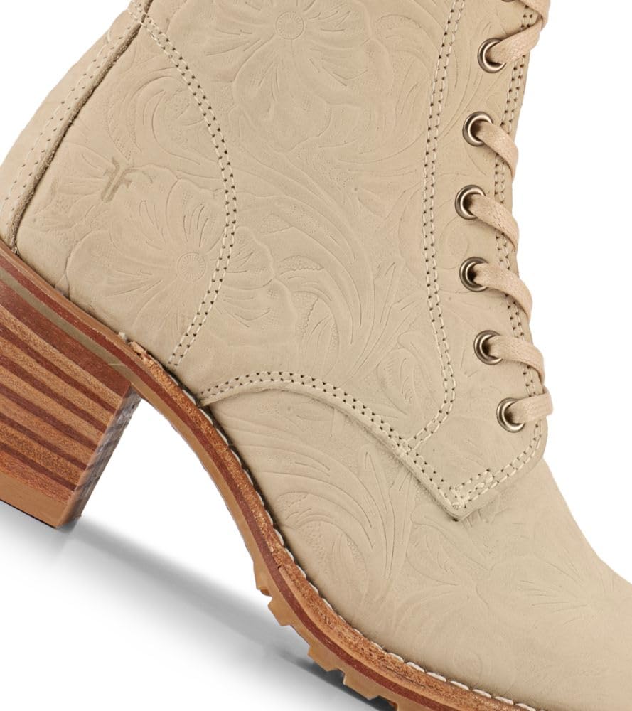Frye Sabrina 6G Lace Up Women's Ankle & Bootie Boots - Premium Leather, Stylish and Comfortable Footwear for Every Occasion, Ivory - 8.5