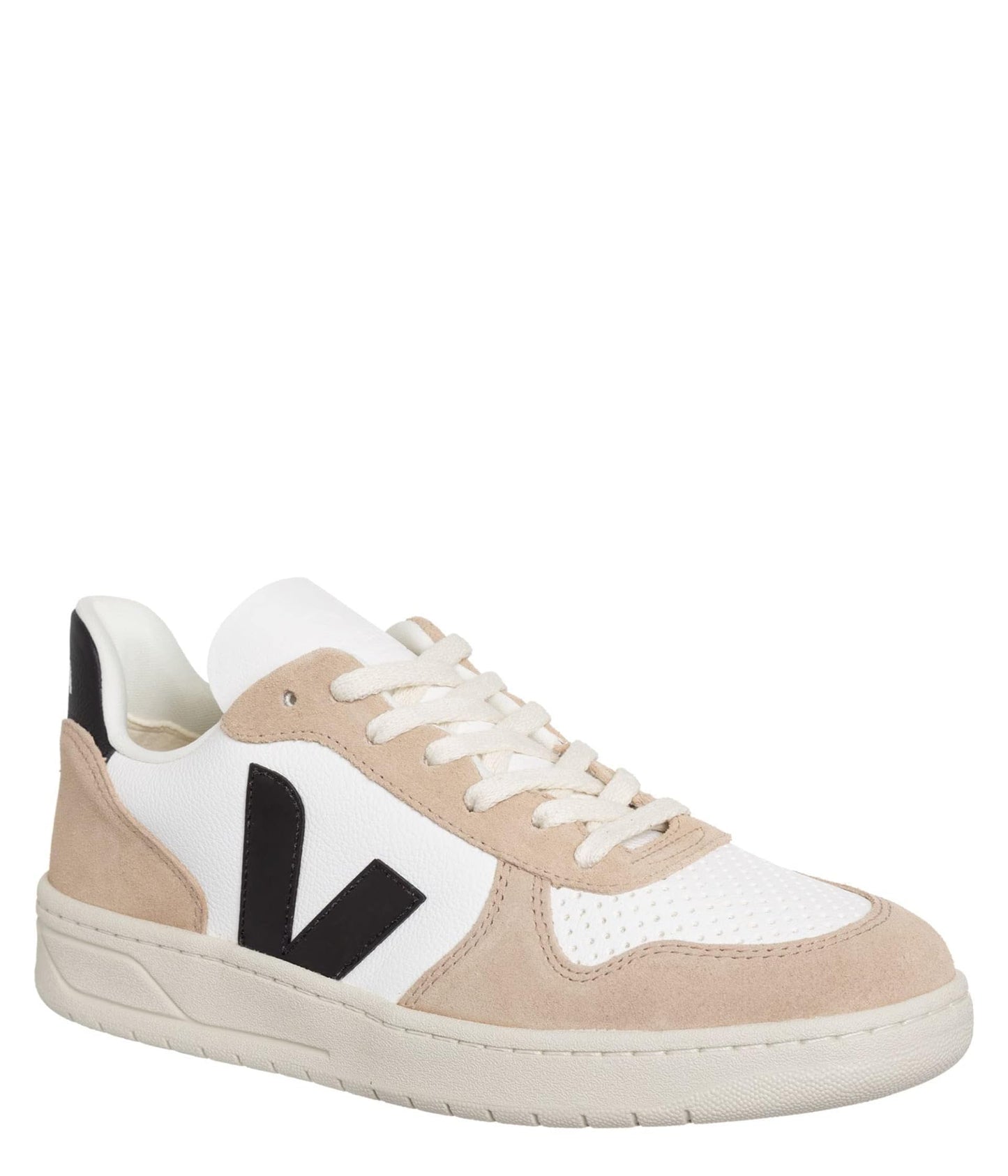 VEJA Men's V-10 Sneaker, Extra White/Black/Sahara, 6