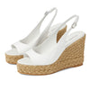 Stuart Weitzman Island Peep-Toe Espadrille Wedge White/Natural 8 B