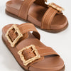 SCHUTZ Women's Enola Slides, New Wood, Brown, 8 Medium US