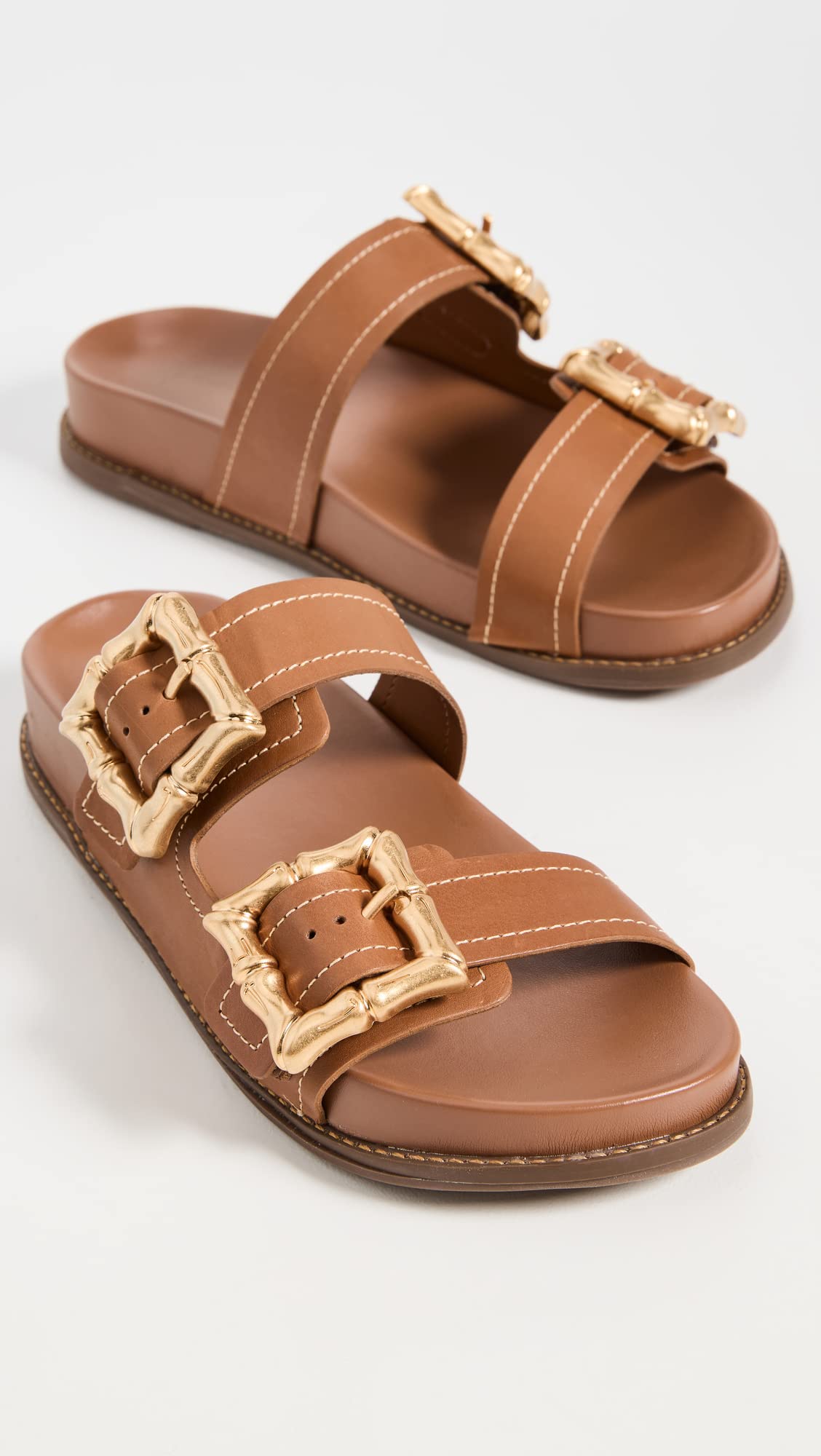 SCHUTZ Women's Enola Slides, New Wood, Brown, 8 Medium US