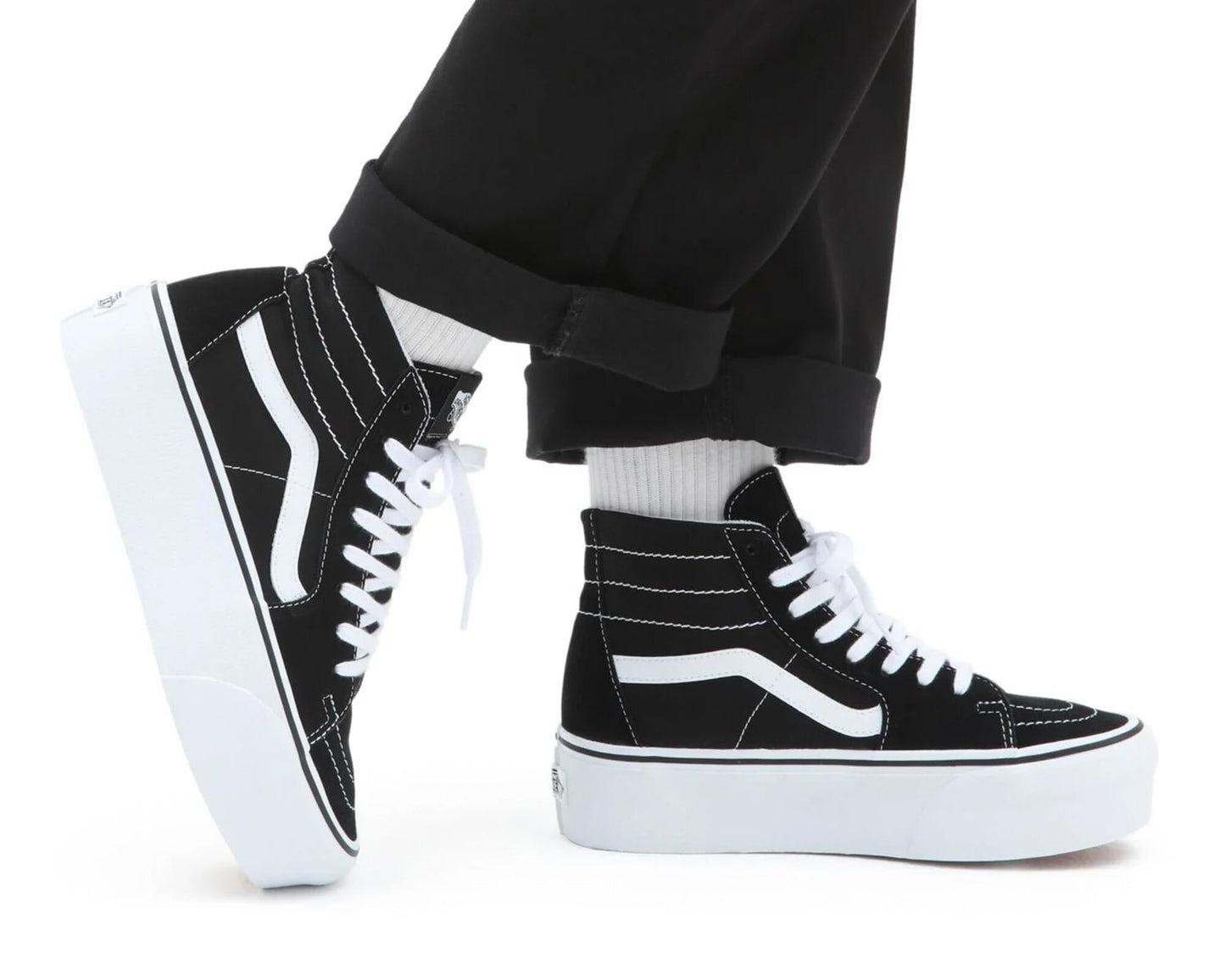 Vans Mens Sk8-Hi Tapered Suede High Top Skateboarding Shoes B/W 5.5 Medium (D)