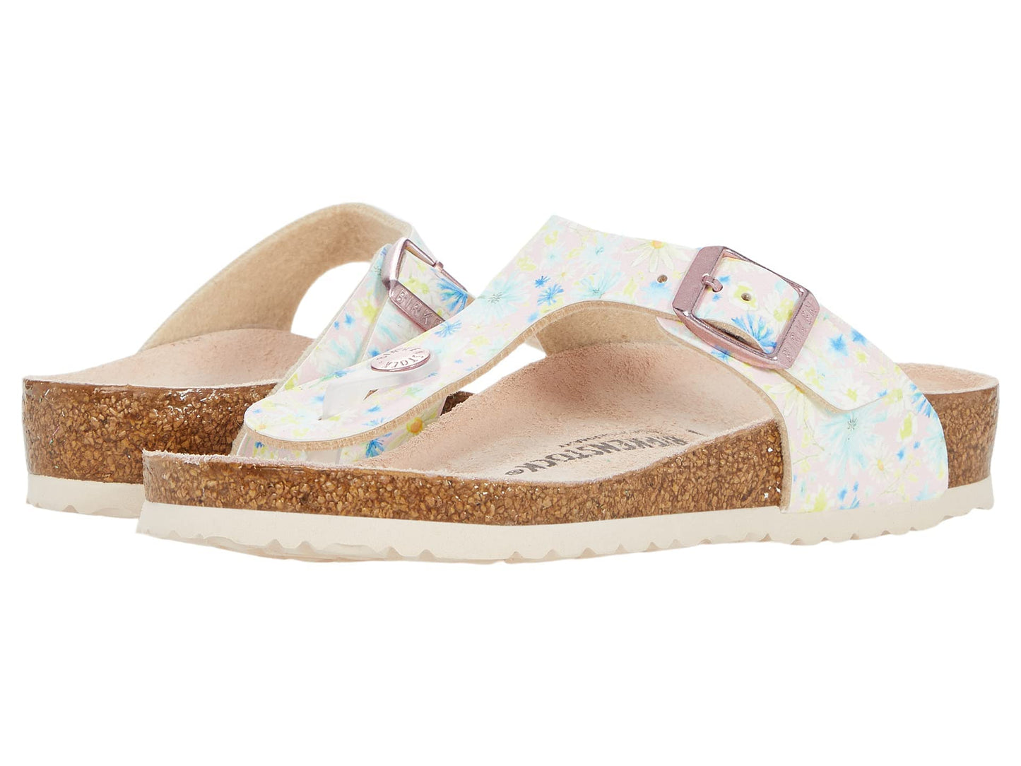 Birkenstock Girl's Gizeh Vegan (Little Kid/Big Kid) Summer Floral Light Rose Birko-Flor EU 34 (US 3-3.5 Little Kid/Big Kid) Narrow