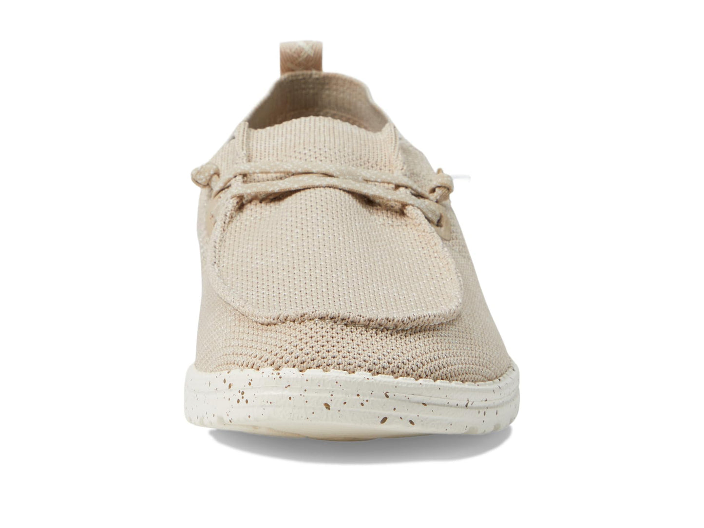 HEYDUDE Women's Wendy Halo Slip On Shoe, Beige Size 6 | Lightweight Casual Loafer with Elastic Laces and Removable Foam Insole