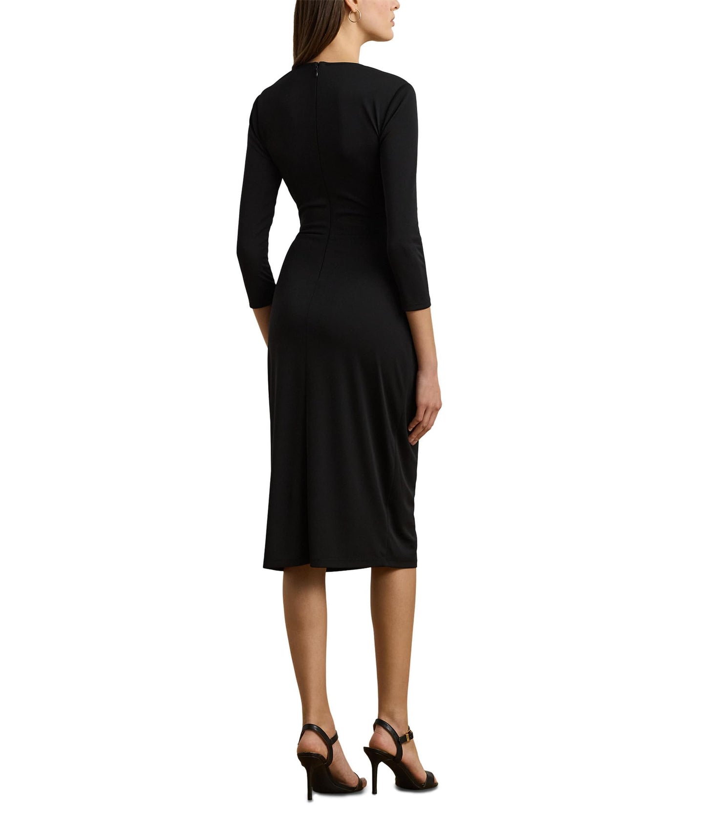 Lauren Ralph Lauren Women's Twist-Front Jersey Surplice Dress, Black, 6