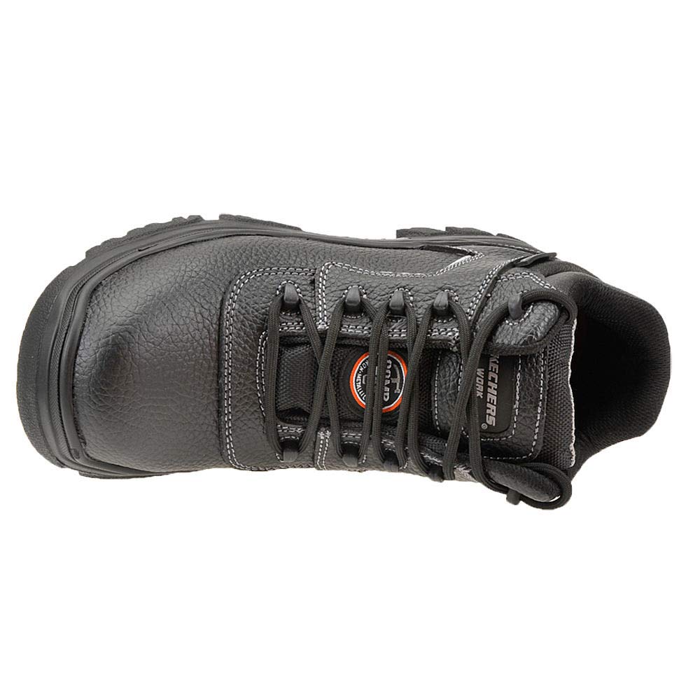 Skechers mens Burgin-sosder Industrial Boot, Black Embossed Leather, 11.5 Wide US