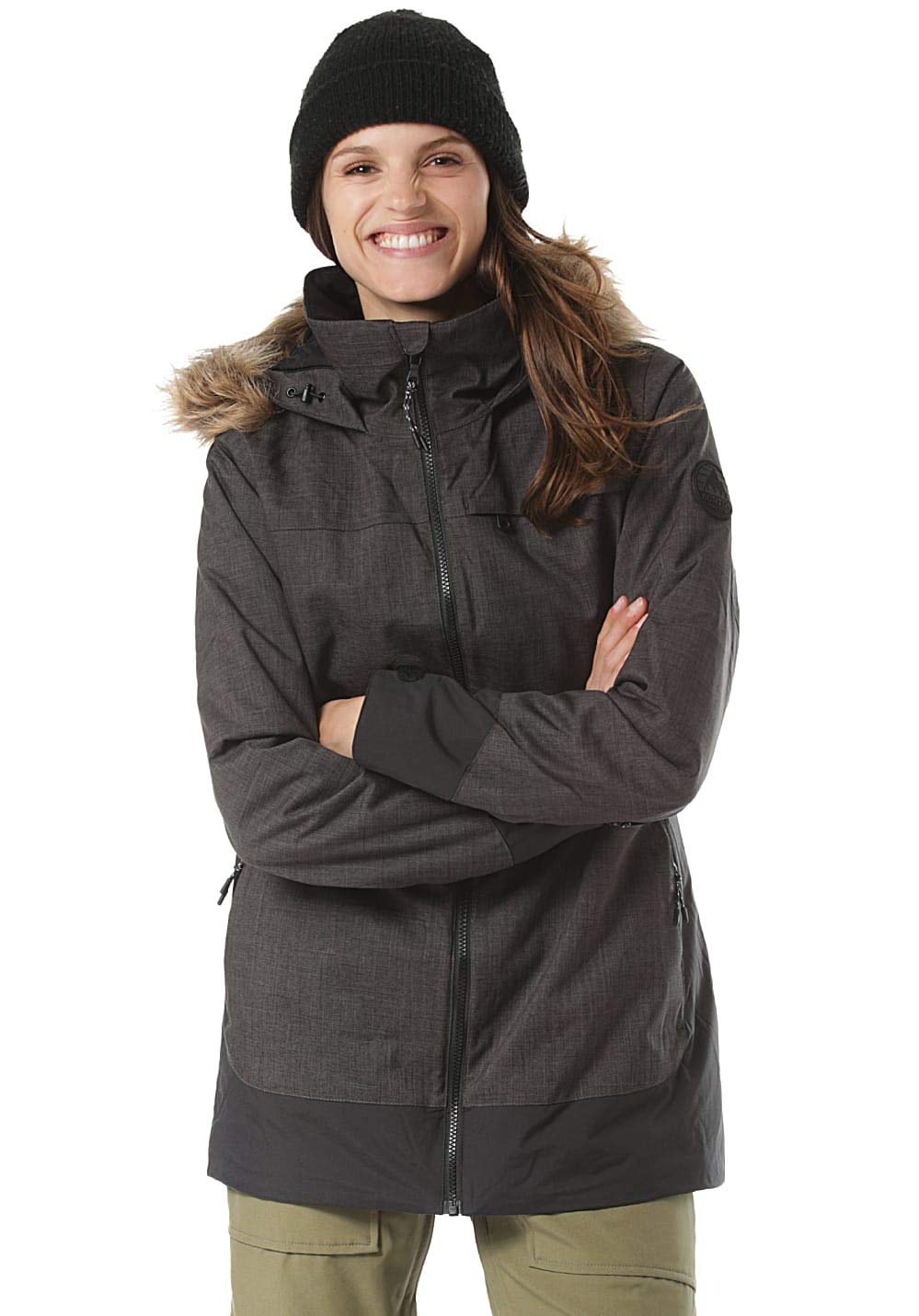 Burton Women's Lelah Snowboarding Jacket (True Black Heather/True Black, Large)