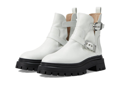 Stuart Weitzman Maverick Bedford Moto Bootie White 8.5 B
