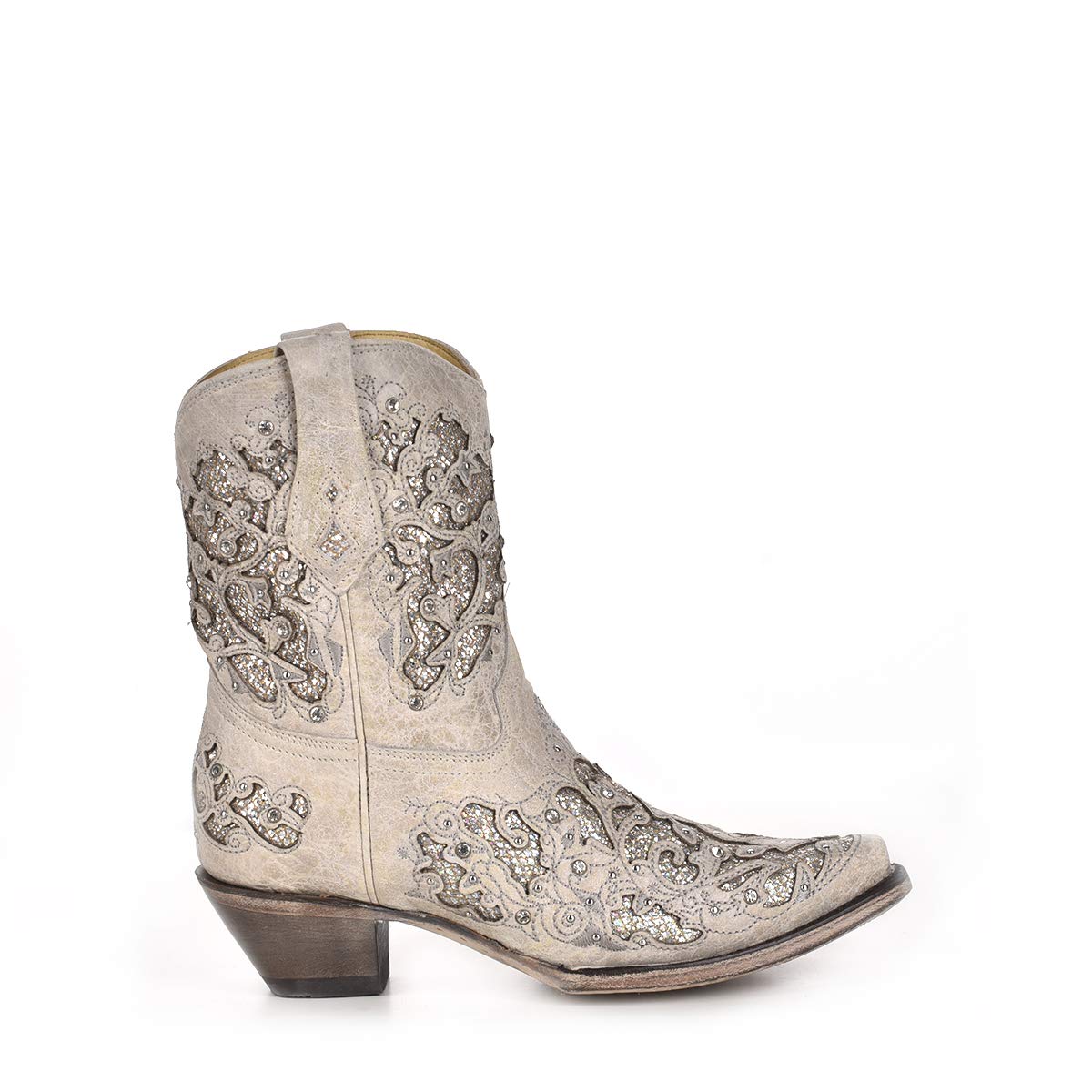Corral Western Wedding White Booties (WHITE, US Footwear Size System, Adult, Women, Numeric, Medium, 9)