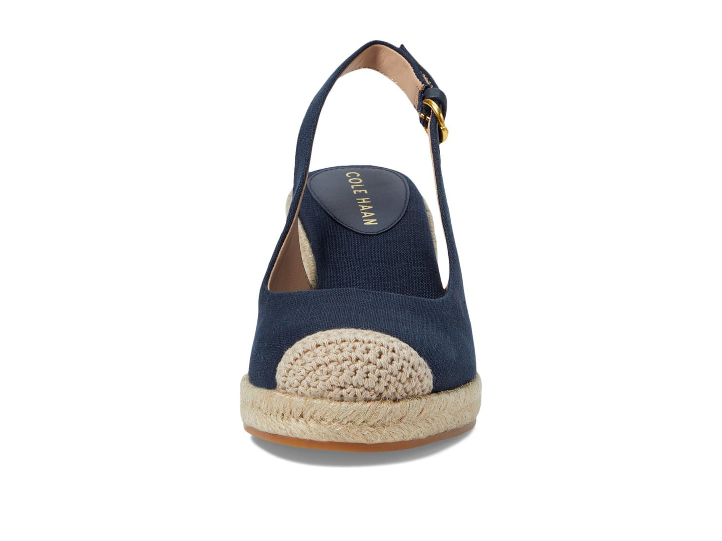Cole Haan Women's Cloudfeel Espadrille Wedge Sling 80 mm II Platform, Navy Blazer Linen, 7