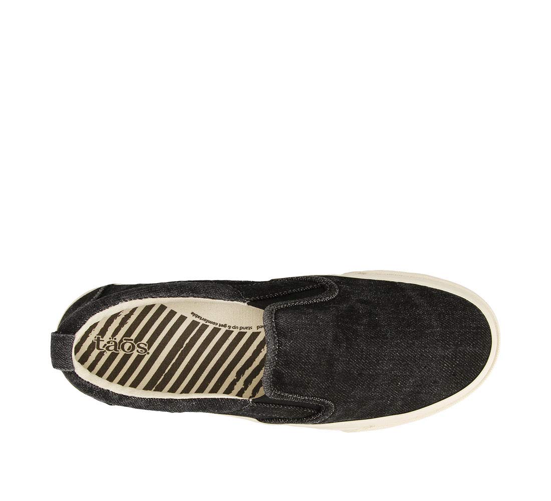 Taos Rubber Soul Slip-On Women's Sneaker - Fresh and Clean Canvas Design with Effortless Style, Removable Footbed and Arch Support - Elevated Comfort for All-Day Fashion Black Denim 8.5 M US