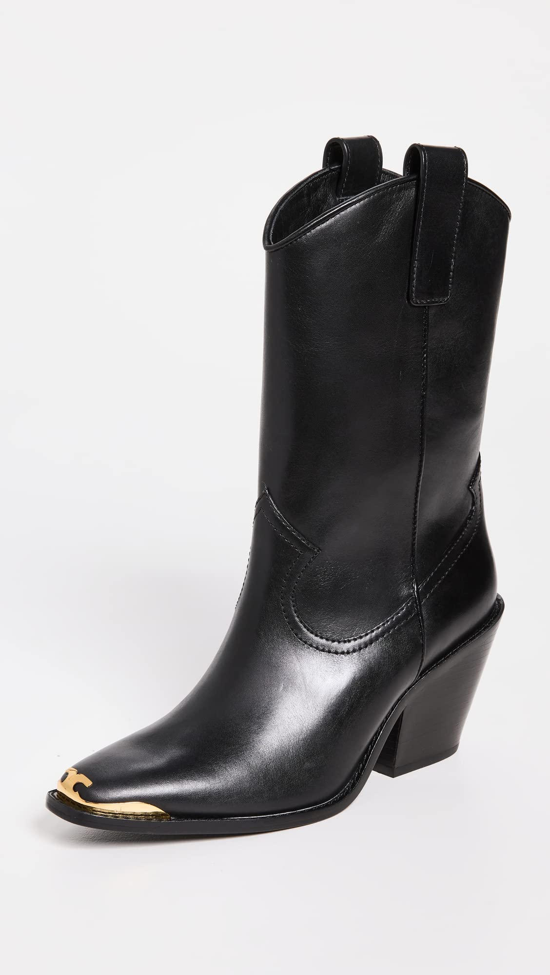 Tory Burch Women's Western Mid Boots 75mm, Perfect Black, 11 Medium US