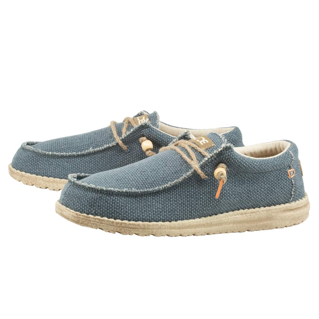 Hey Dude Men's Wally Braided Navy Size 10 | Men’s Loafers | Men’s Slip On Shoes | Comfortable & Light-Weight