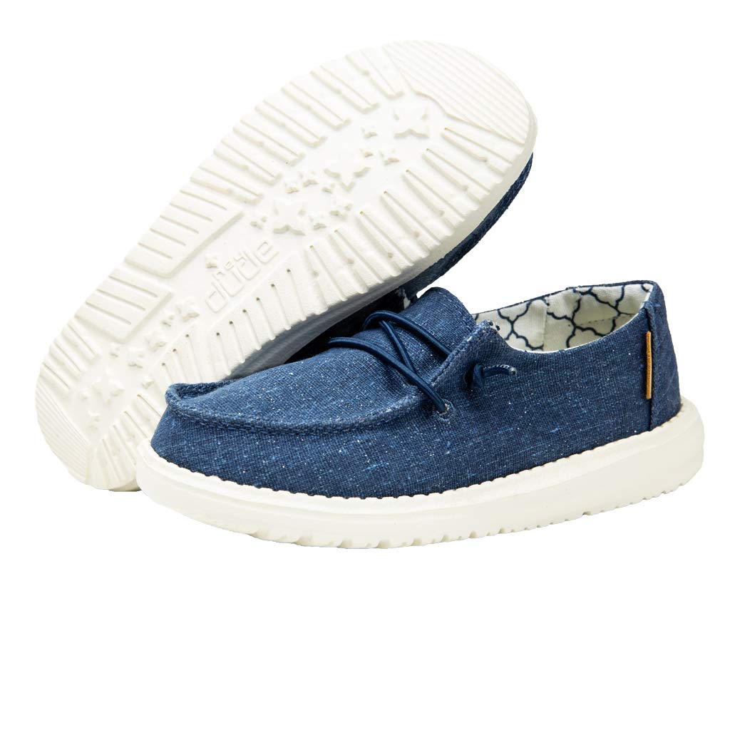 HEYDUDE Girl's Wendy Youth Sparkling Denim Size 13 | Girl’s Shoes | Girl’s Lace Up Loafers | Comfortable & Light-Weight