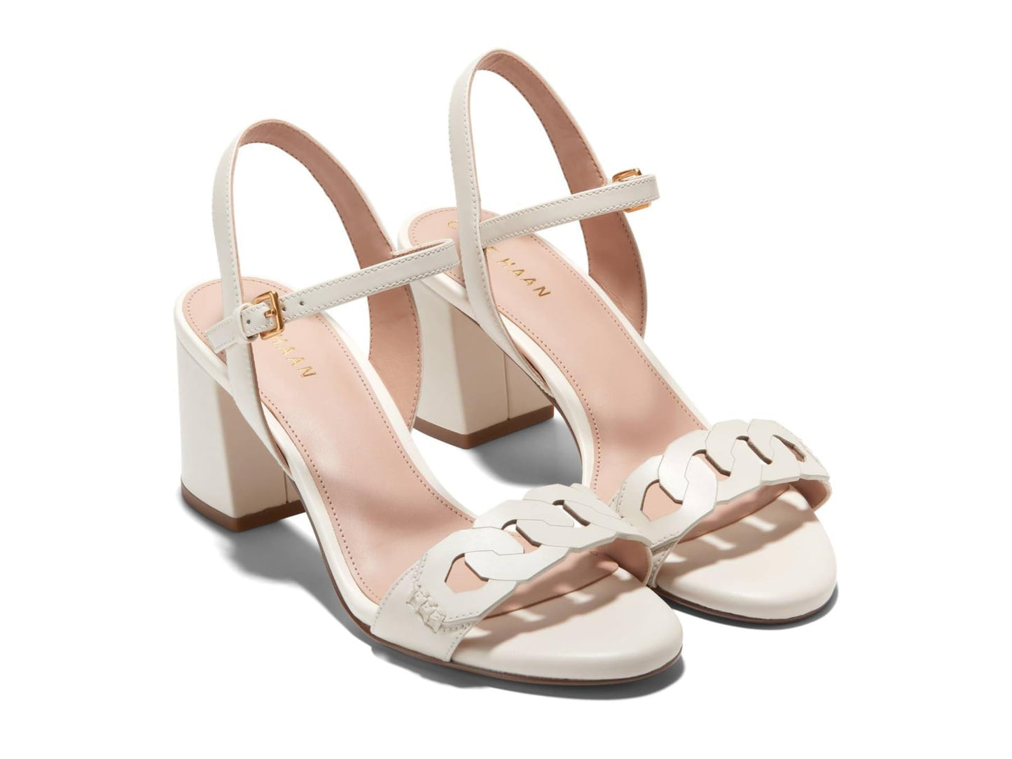 Cole Haan Women's Chain Heeled Sandal, Soft Gold Leather, 10