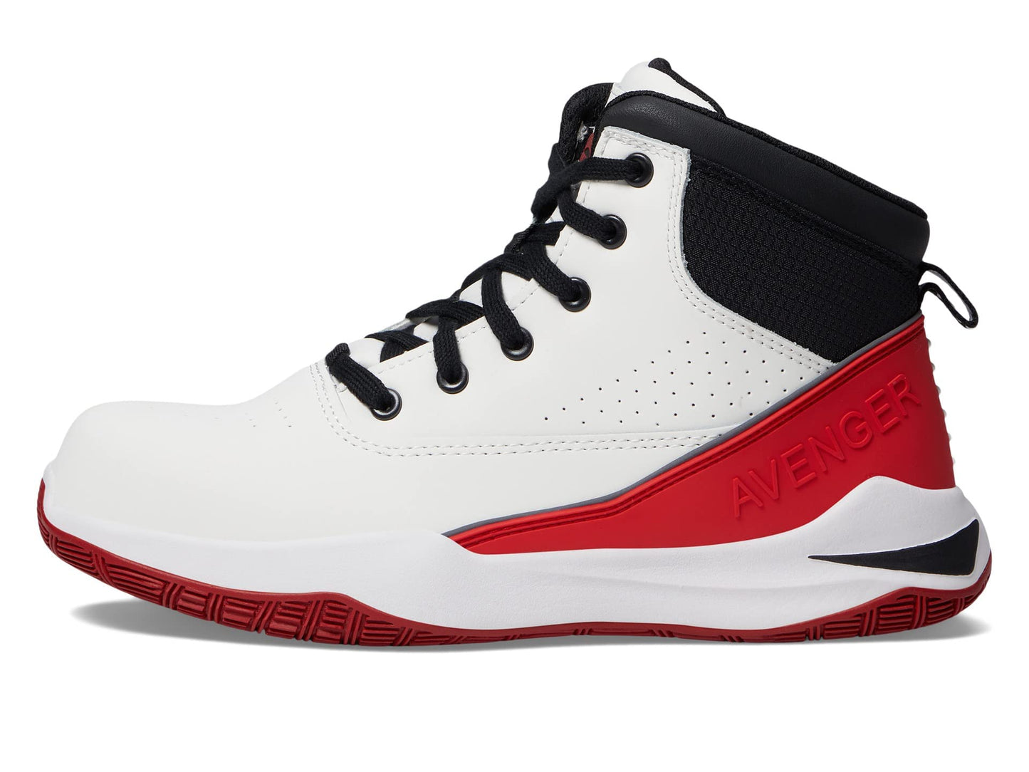 Avenger Work Boots Reaction Mid – Shoes for Men – Nubuck Upper – Breathable Mesh Lining – Round Toe Mid White/Red 9.5 D - Medium