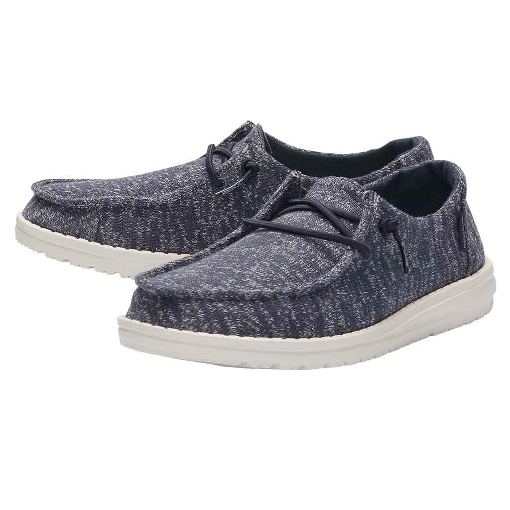 HEYDUDE Women's Wendy Stretch Folkstone Blue Size 7 | Women’s Shoes | Women’s Lace Up Loafers | Comfortable & Light-Weight