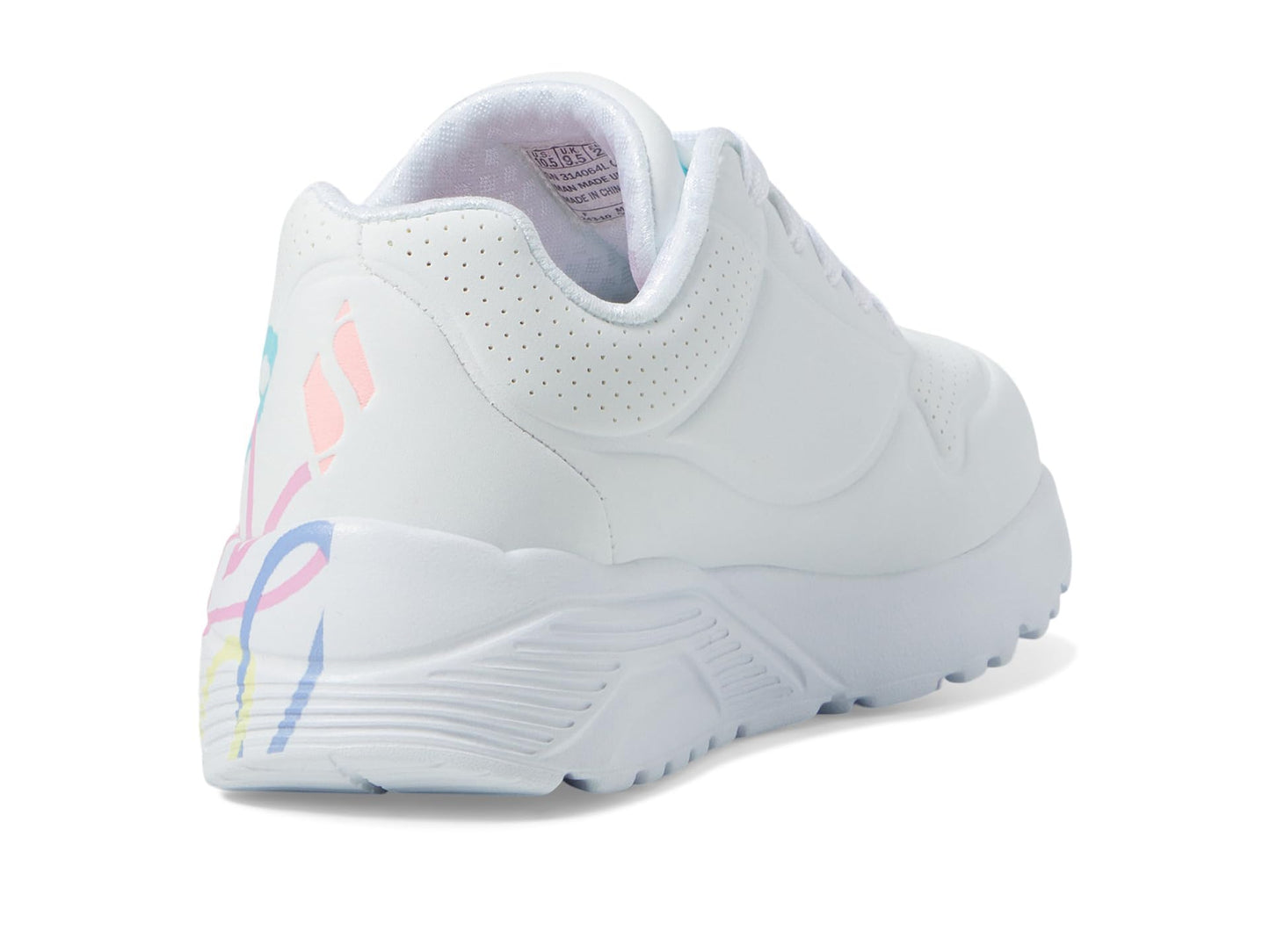 Skechers Kids Girls Uno Lite-Spread The Love Sneaker, White/Purple/Turquoise, 4.5, Big Kid
