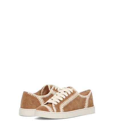 Frye Ivy Crochet Low Lace Sneaker - Women's Fashion-Sneakers, Stylish Casual Shoes for Everyday Comfort, Almond - 8 M