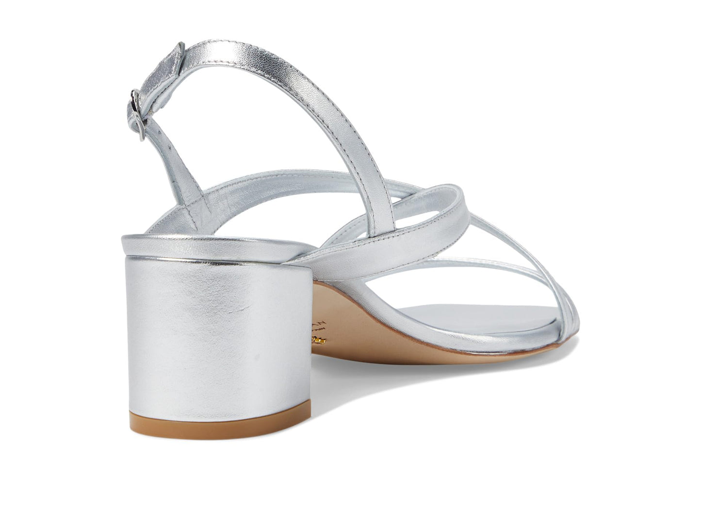 Stuart Weitzman Women's Oasis 50 Block Sandal Pump, Silver, 7.5