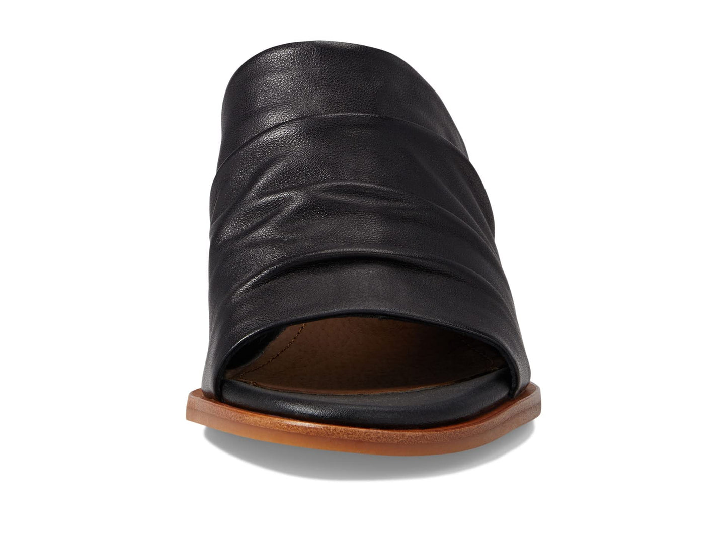 Sofft Chrissie - Heels for Women - Supple Ruched Leather Upper - Round Open Toe - Rounded Stacked Heel Black 10 M (B)