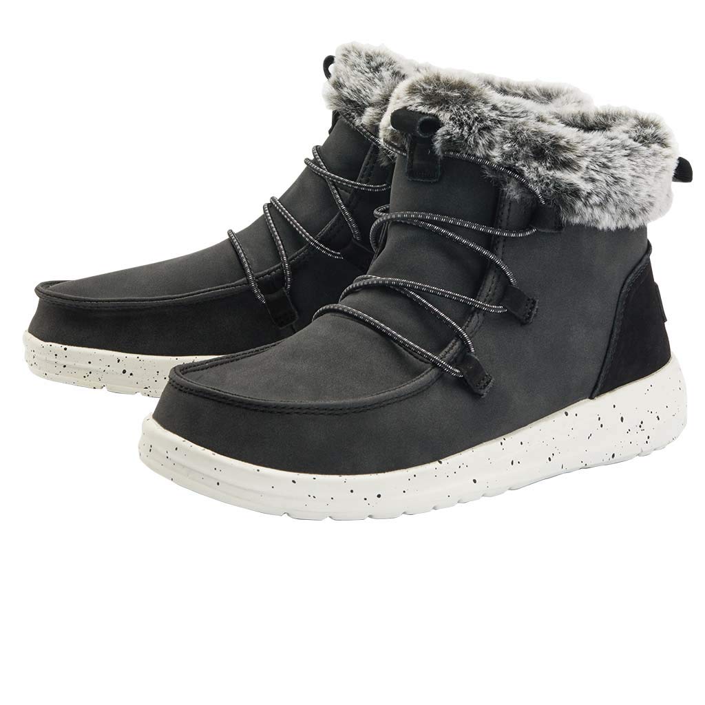 HEYDUDE Women's Eloise Black Size 4 | Women’s Shoes | Women’s Casual Boots | Comfortable & Light-Weight