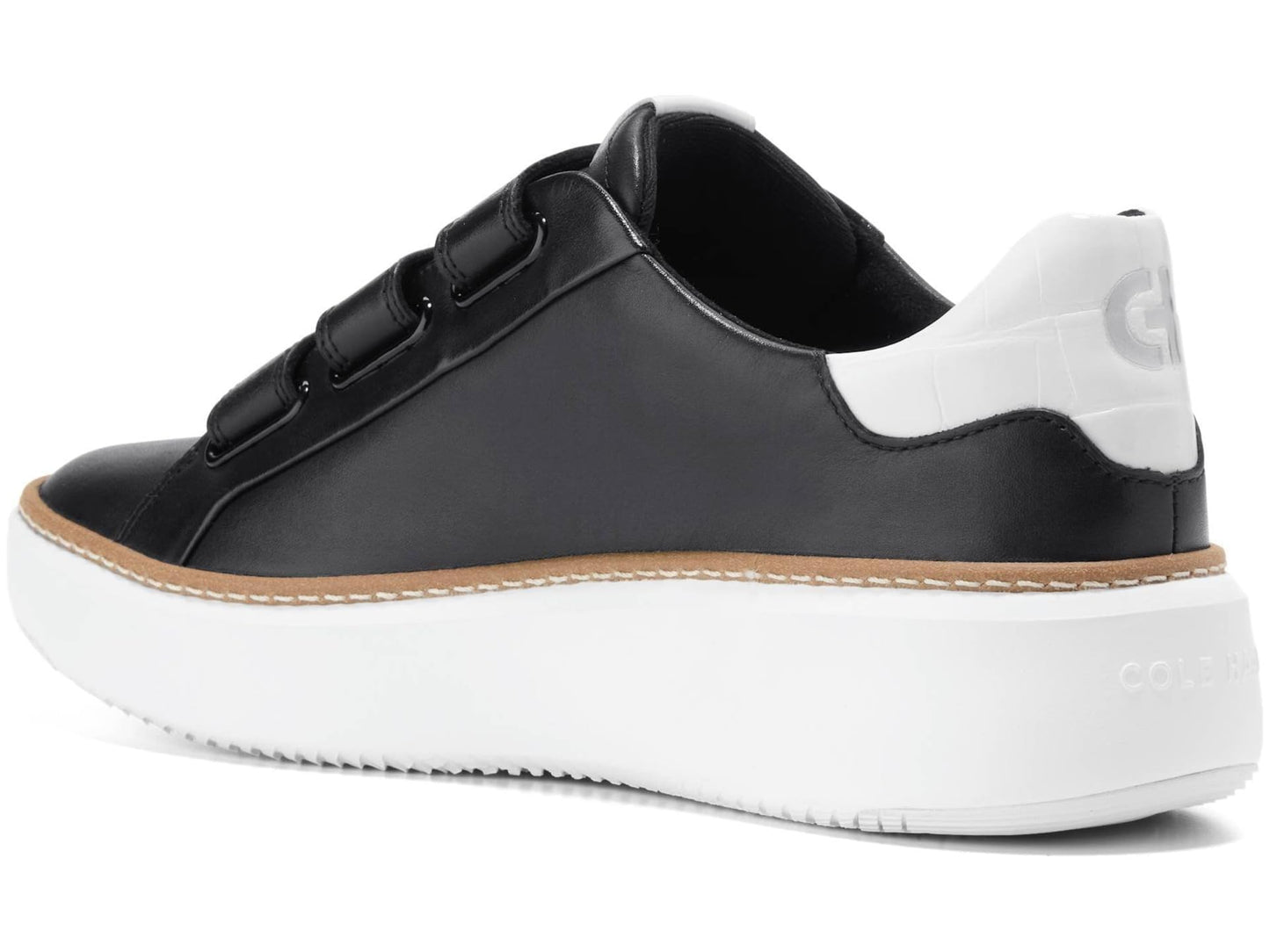Cole Haan Womens Grandpro Topspin Triple Strap Sneaker, Black/Optic White Croc Print, 7-C US