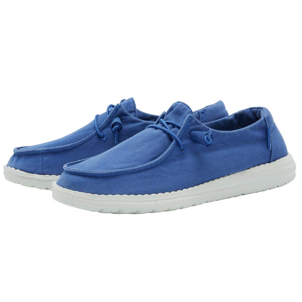 Hey Dude Women's Wendy Blue Nautical Size 8 | Women’s Shoes | Women’s Lace Up Loafers | Comfortable & Light-Weight