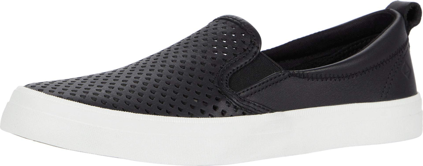 Sperry Women's Crest Twin Gore Scalloped Perf Sneaker, Black, 8 M US
