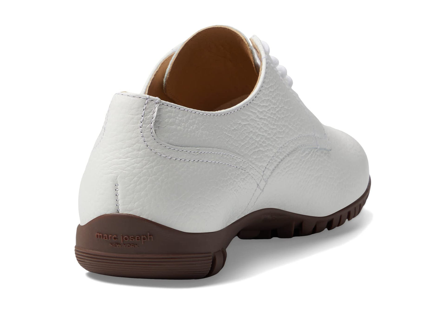 Marc Joseph New York® Pacific Golf Shoes for Women – Leather Construction – Synthetic Outsole – Almond Toe White Grainy 7 M