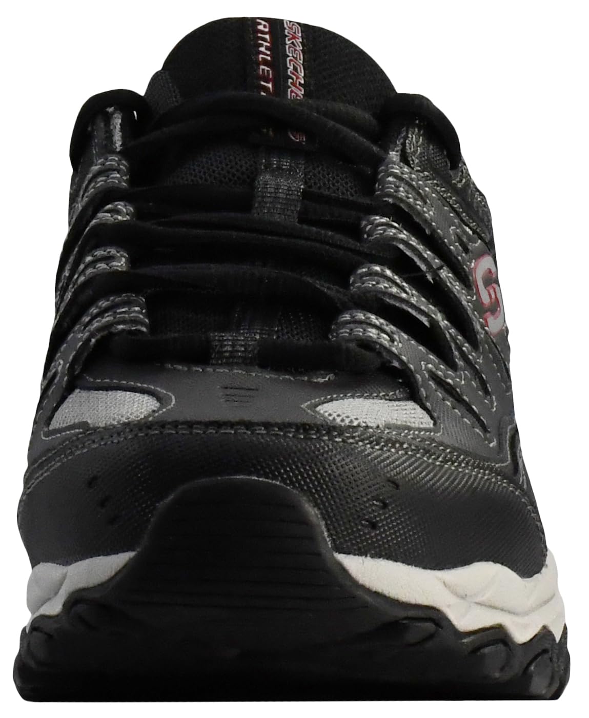 Skechers Men's Afterburn M. Fit Fashion Sneakers – Leather Upper, Memory Foam Insole, Rubber Outsole, Charcoal/Black, 14 X-Wide